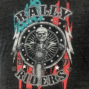 Rally Riders Live To‎ Ride 1977 Skeleton Motorcycle Graphic T Shirt Mens Large